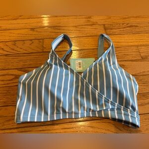 Kindred Bravely Blue and White Striped Nursing & Maternity Bikini Top